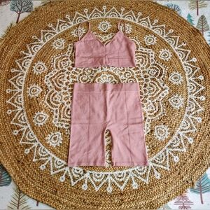 NWOT Pink Two-Piece Biker Set